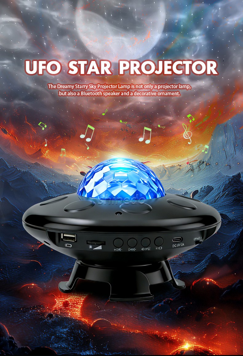 UFO LED Projector Lamp – BT Music Speaker Starry Sky Projector with Remote Control UFO LED Projector Lamp – BT Music Speaker Starry Sky Projector with Remote Control