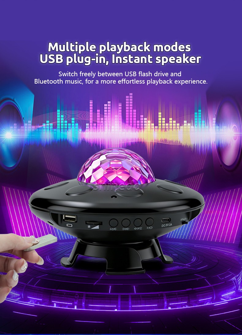 UFO LED Projector Lamp – BT Music Speaker Starry Sky Projector with Remote Control UFO LED Projector Lamp – BT Music Speaker Starry Sky Projector with Remote Control