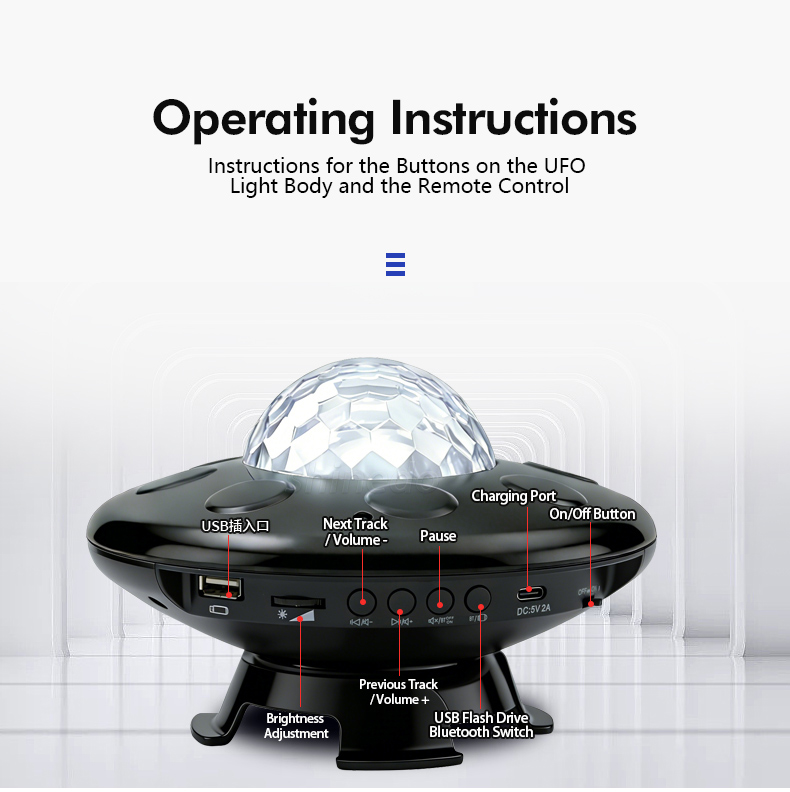 UFO LED Projector Lamp – BT Music Speaker Starry Sky Projector with Remote Control UFO LED Projector Lamp – BT Music Speaker Starry Sky Projector with Remote Control