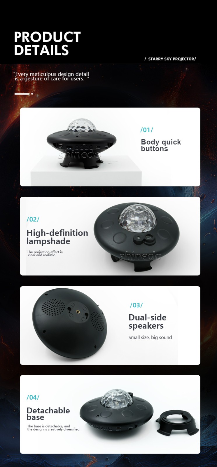 UFO LED Projector Lamp – BT Music Speaker Starry Sky Projector with Remote Control UFO LED Projector Lamp – BT Music Speaker Starry Sky Projector with Remote Control