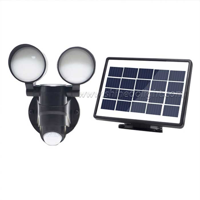 Adjustable Dual Head Solar Powered LED Security Flood Light