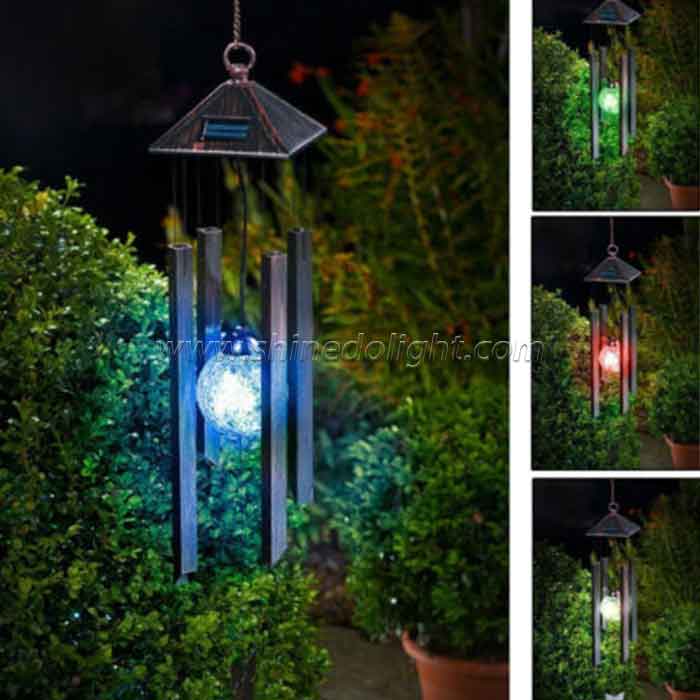 Solar Wind Chime Colour Changing Windlights Outdoor Garden Metal Wind Chime