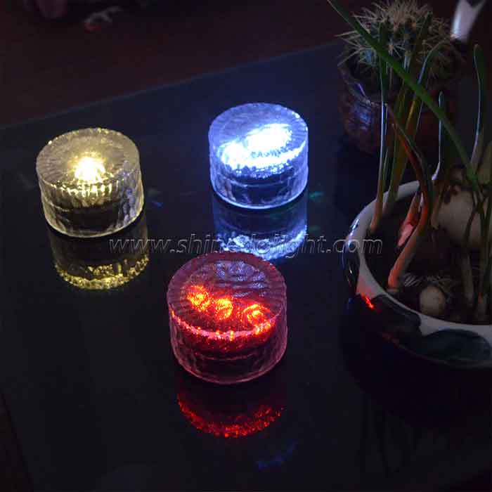 Solar Power LED Ground Crystal Glass Ice Brick Shape Underground Light