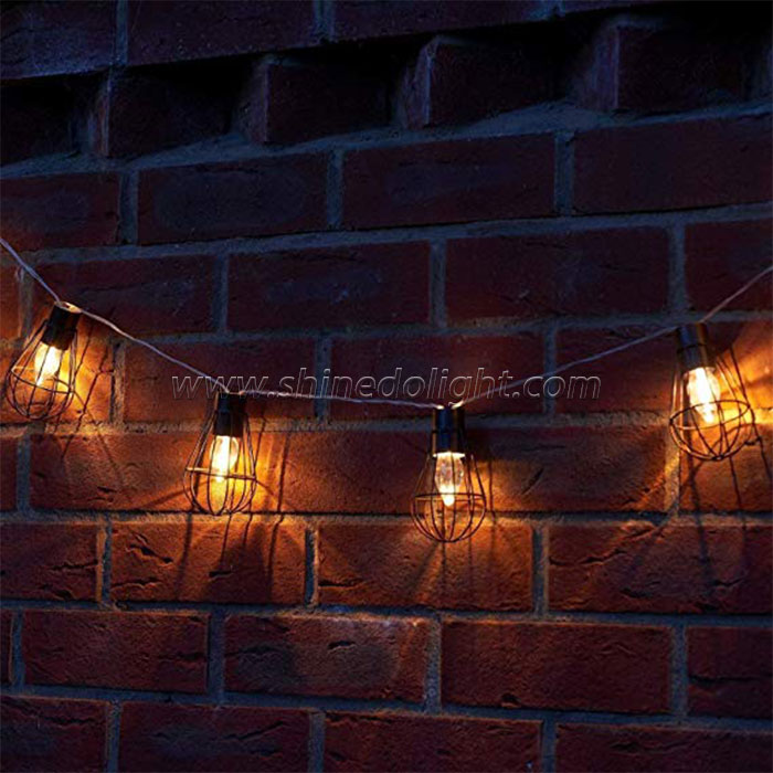 Hanging 10LED Metal Solar Bulb String Copper Fairy String Lights