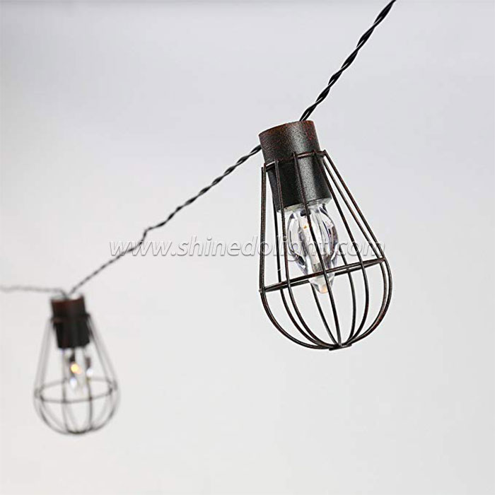 Hanging 10LED Metal Solar Bulb String Copper Fairy String Lights