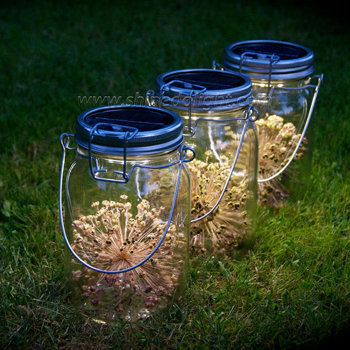 4PCS LED Solar Jar Light 