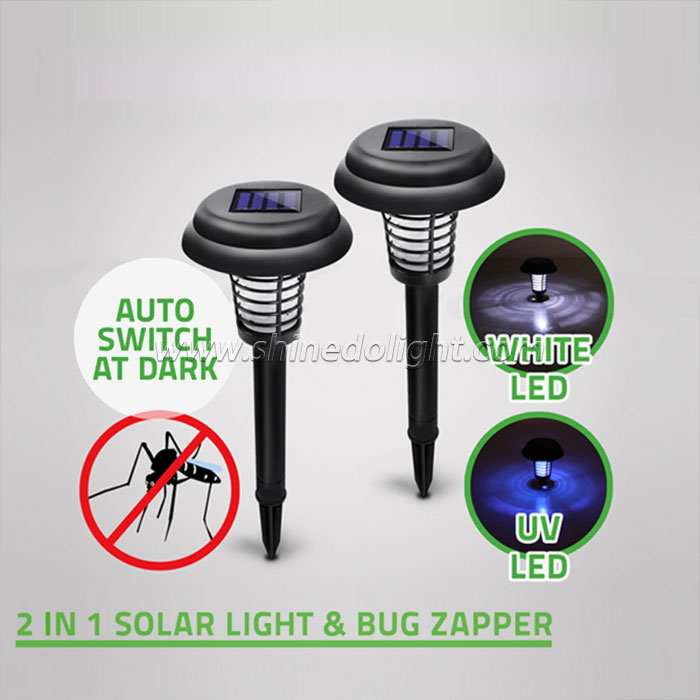 Solar Powered LED Light Pest Bug Zapper Insect Mosquito Killer Lamp