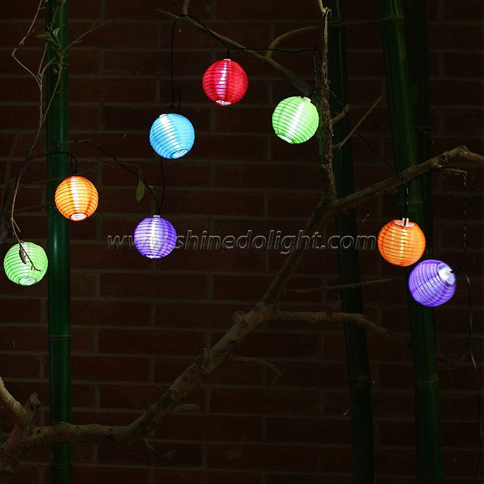 Fabric Ball Solar Fairy Christmas Lighting Lantern Lamps