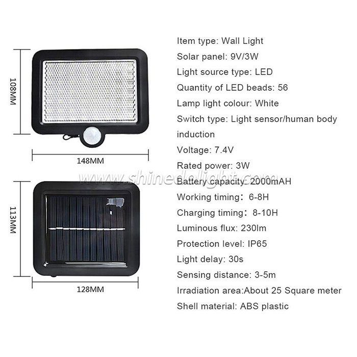 56pcs LED Solar Motion Sensor Light Outdoor Waterproof Wall Light