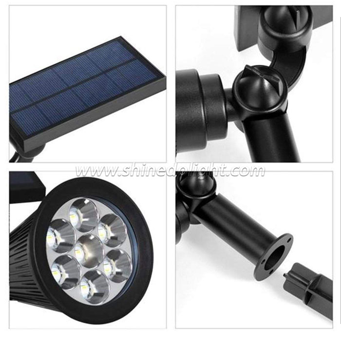 7LED Solar Powered Garden Spotlight - Outdoor Spot Light for Walkways, Landscaping, Security,