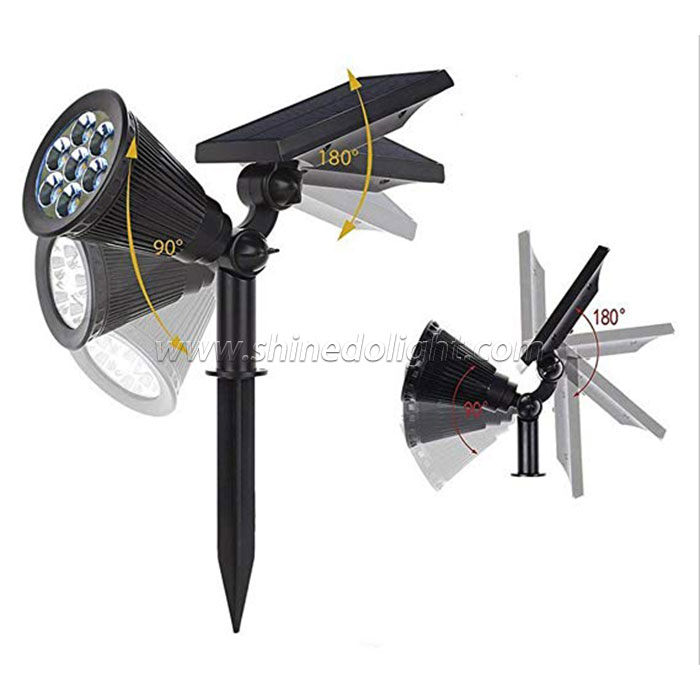 7LED Solar Powered Garden Spotlight - Outdoor Spot Light for Walkways, Landscaping, Security,