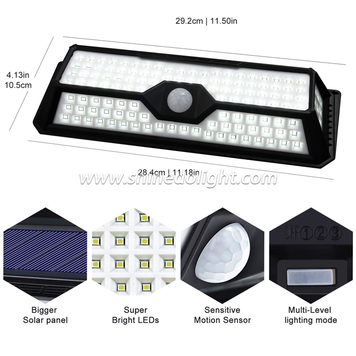 180 LED Solar Light PIR Motion Sensor Home Garden Garage Yard Gate Security Light 1100LM Waterproof IP65