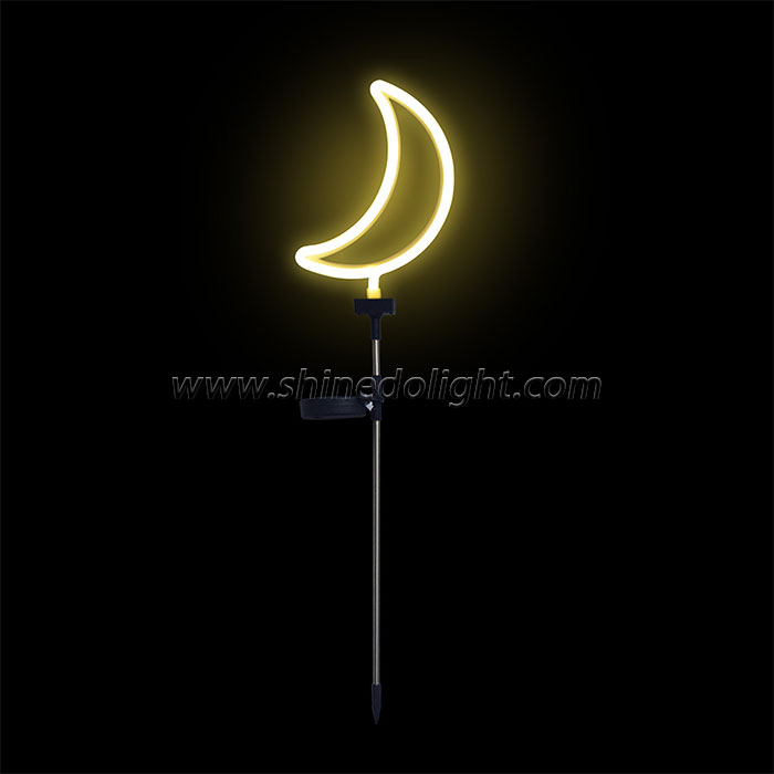 Solar Powered Neon Light Moon and Bird Sharpe Garden Lamp 