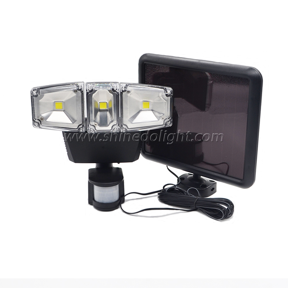 Three Heads Adjustable COB Solar Flood Lights Outdoor Waterproof lamps 