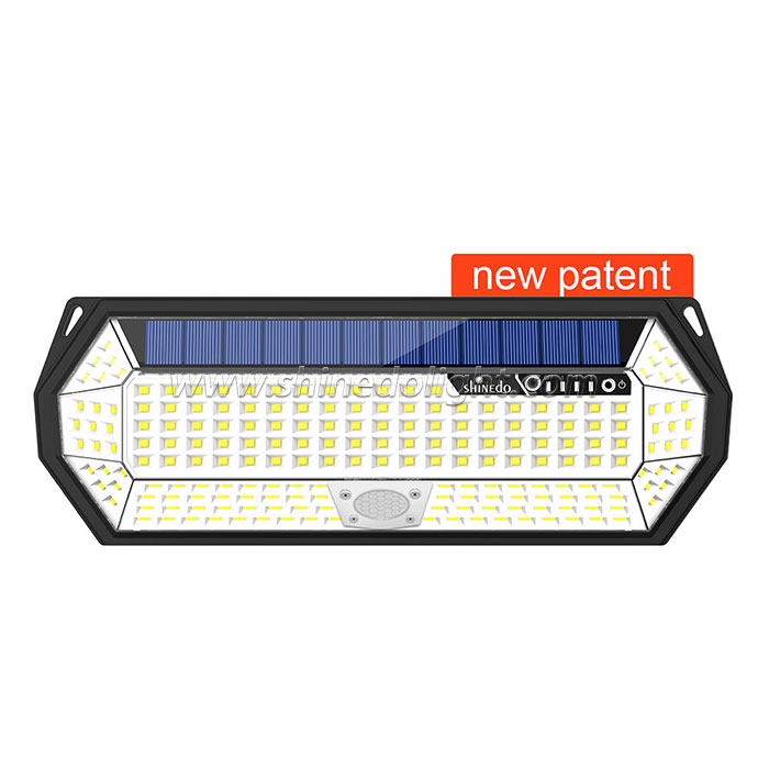 Shinedo New Patent 196 leds Outdoor Waterproof Solar Wall Mounted Light 