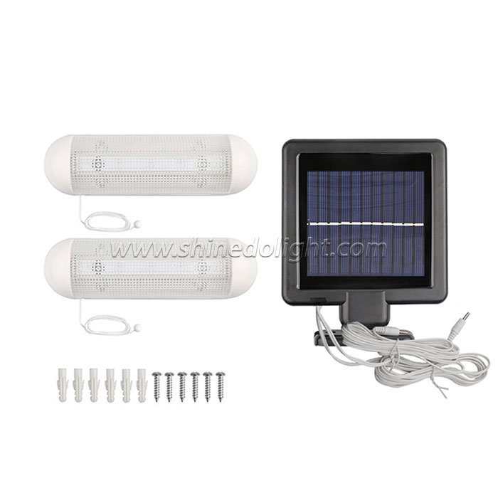 2pcs Solar Powered LED Garden Lights10 LED Rechargeable Wall Lamp Cool White with Pull Cord Switch for Garage Shed Stable Garde 