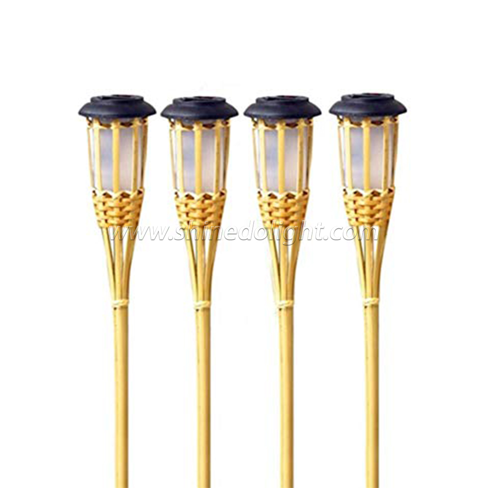 Solar Garden Torch Flickering Light Landscape Light Bamboo Style Solar Landscape Flame Light