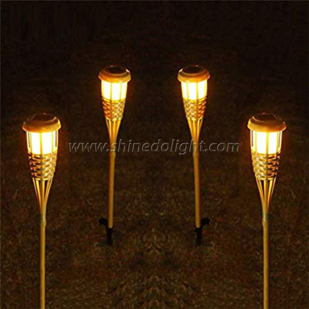 Solar Garden Torch Flickering Light Landscape Light Bamboo Style Solar Landscape Flame Light