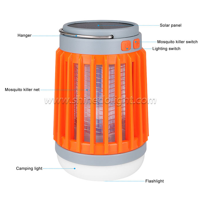 New Design LED Solar Electric Mosquito Killer Lamp for Camp,Home