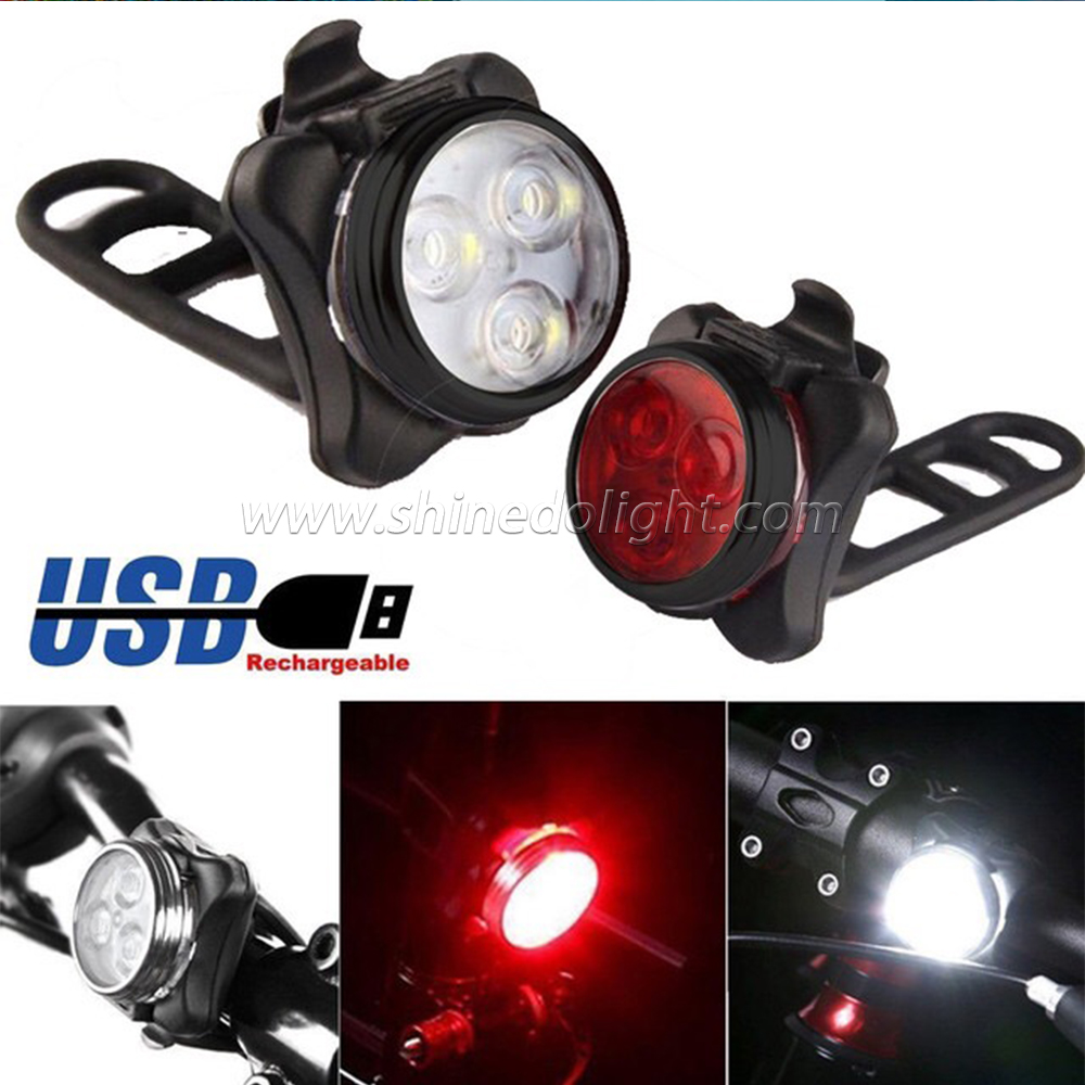 Front Tail Bicycle Light USB Rechargeab Bike Light