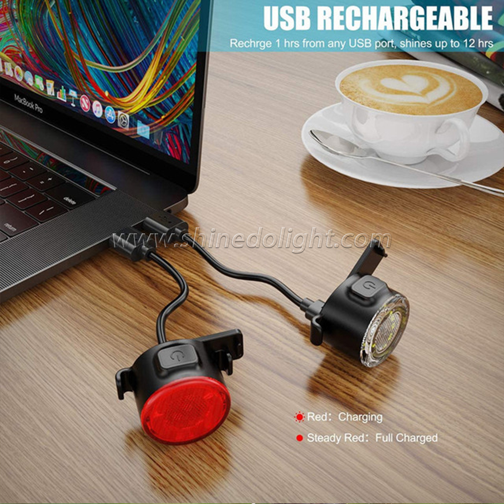 Front Tail Bicycle Light USB Rechargeab Bike Light