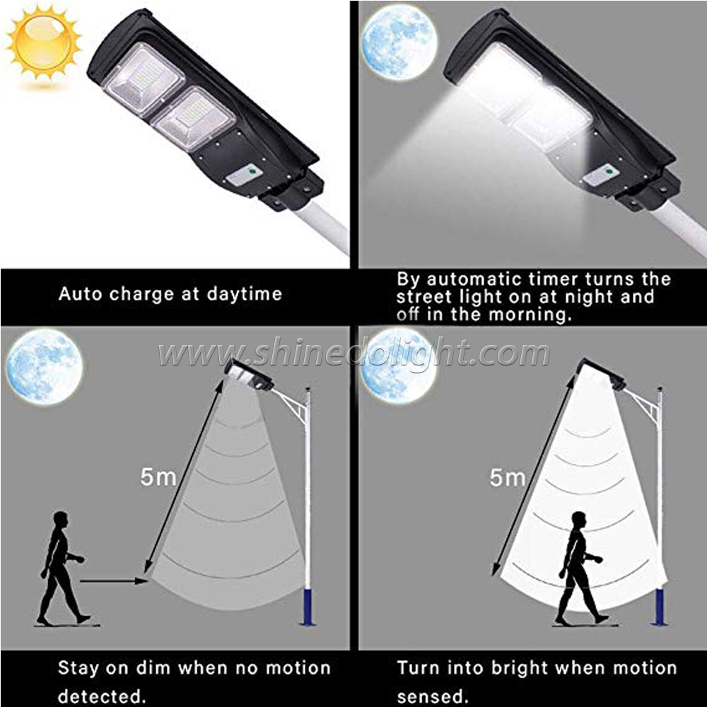 Outdoor Solar Street Light With Pole Solar Motion Sensor Light