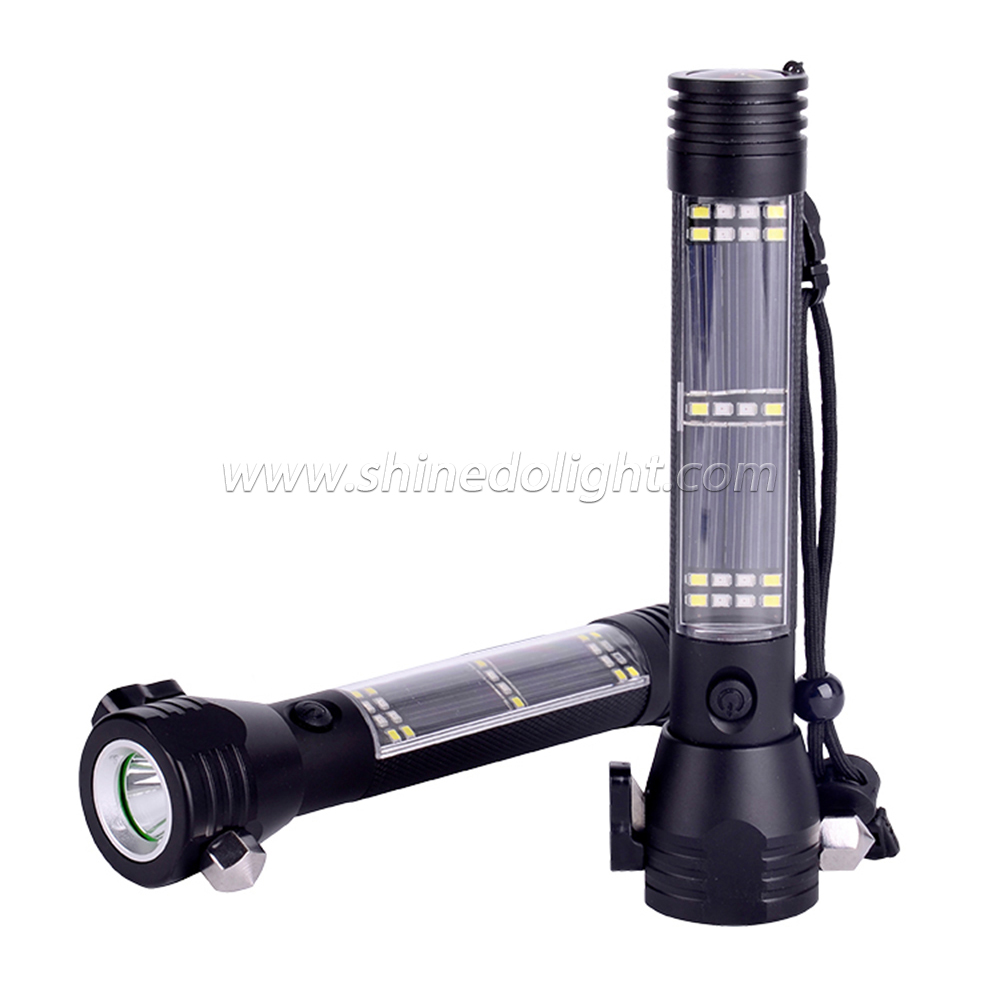 New Design USB Charger Solar Torch Light Outdoor LED Flashlight 