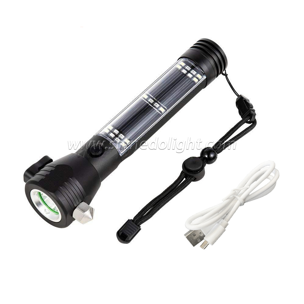 New Design USB Charger Solar Torch Light Outdoor LED Flashlight 