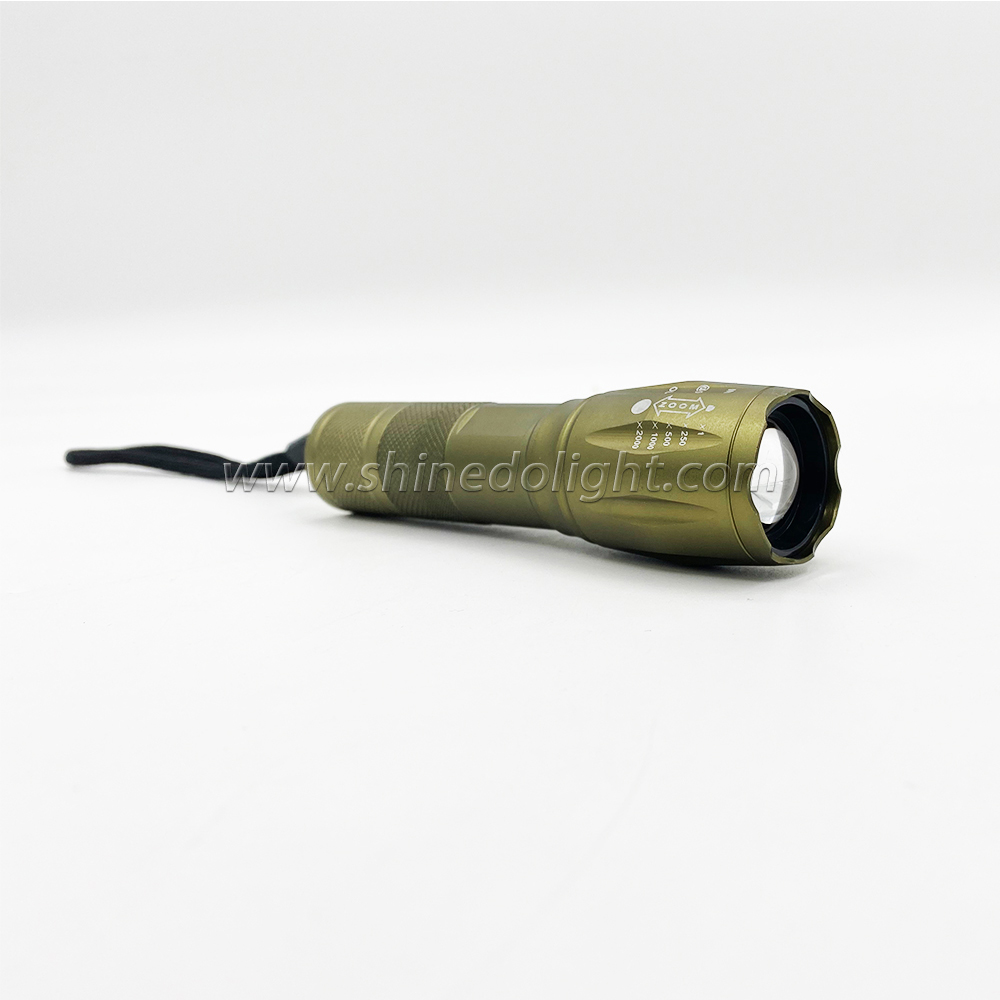 Army Green Olive Torch Light Outdoor 1000 LumenTorch Light Waterproof LED Tactical Self Defensive Flashlight 