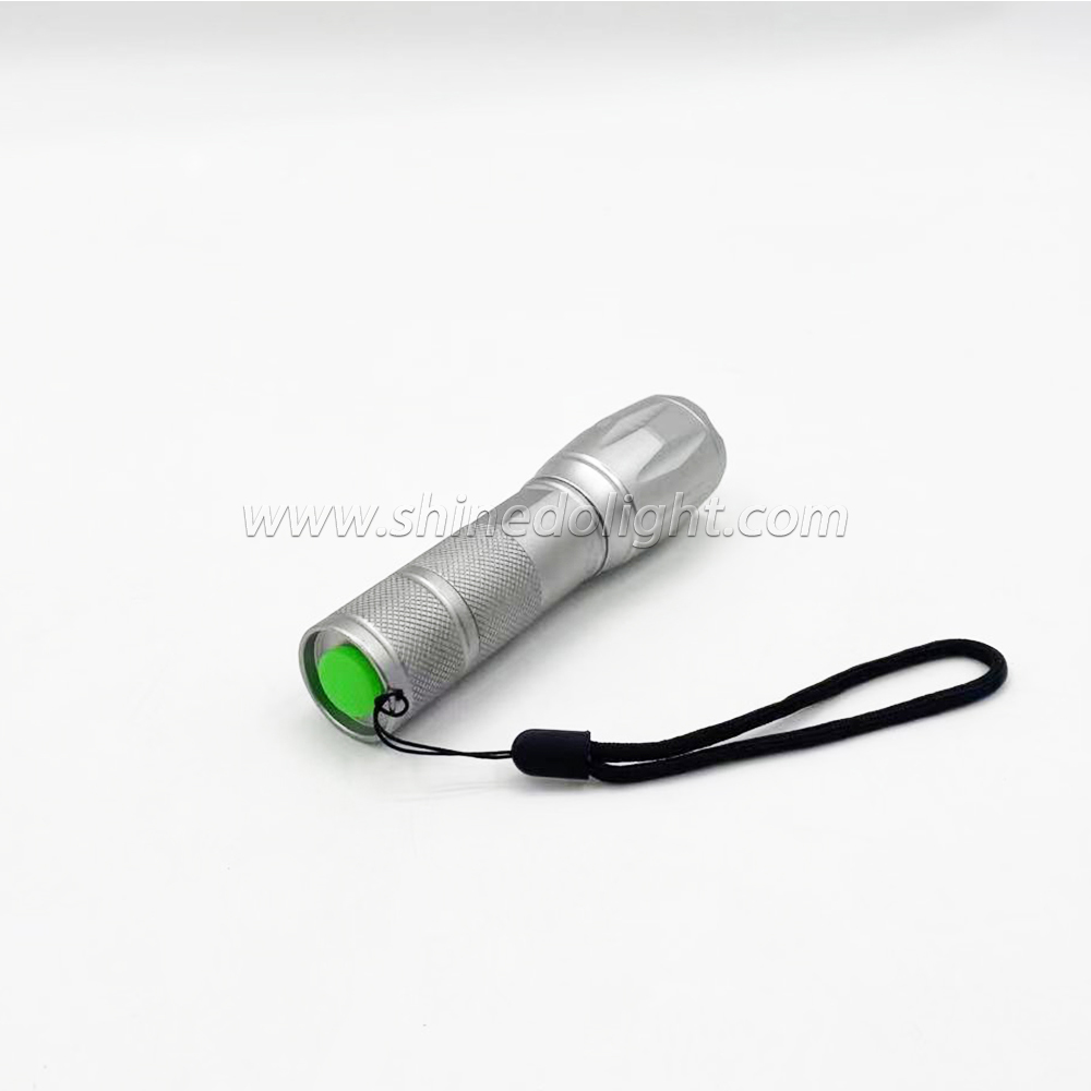 Silver Metallic Grey Torch Light Outdoor 1000 LumenTorch Light Waterproof LED Tactical Self Defensive Flashlight 