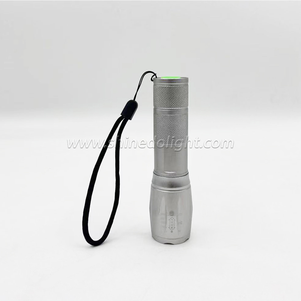 Silver Metallic Grey Torch Light Outdoor 1000 LumenTorch Light Waterproof LED Tactical Self Defensive Flashlight 