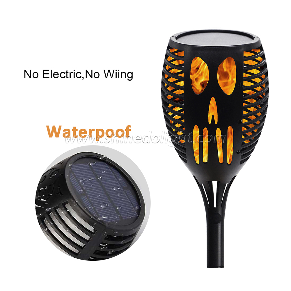 Outdoor Lighting Halloween Ghost Face Solar Flame Torch LED Lamp Lawn Light 