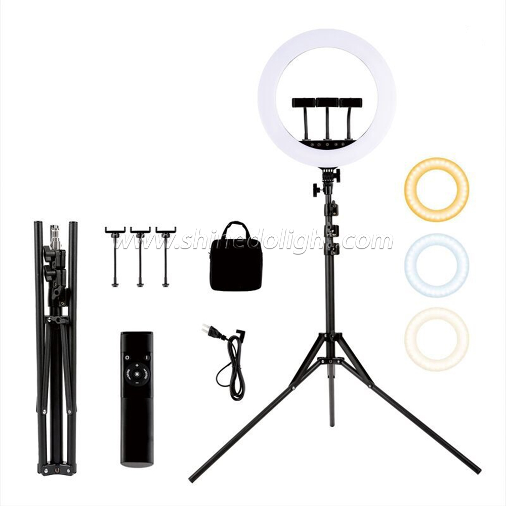 18 Inch Ring Light Set With Tripod And 3 Phone Holders For Makeup Video