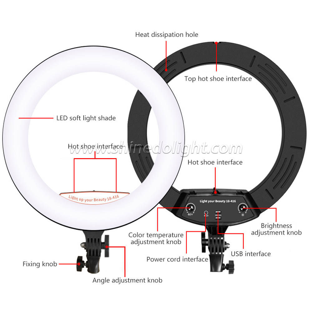 18 Inch Ring Light Set With Tripod And 3 Phone Holders For Makeup Video