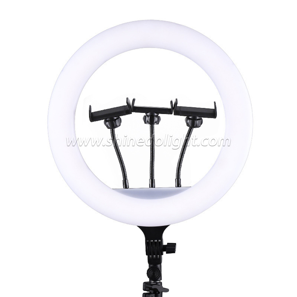 18 Inch Ring Light Set With Tripod And 3 Phone Holders For Makeup Video