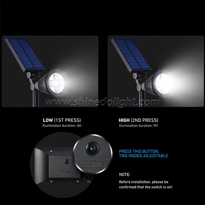 Solar Powered Adjustable Spotlight For Garden 