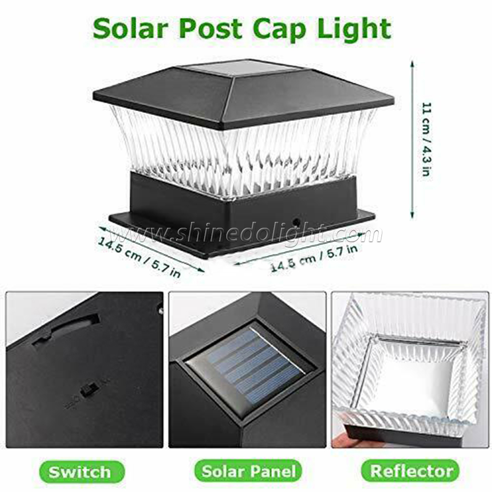 Solar Powered LED Emergency Lights Waterproof Garden Square Post Light