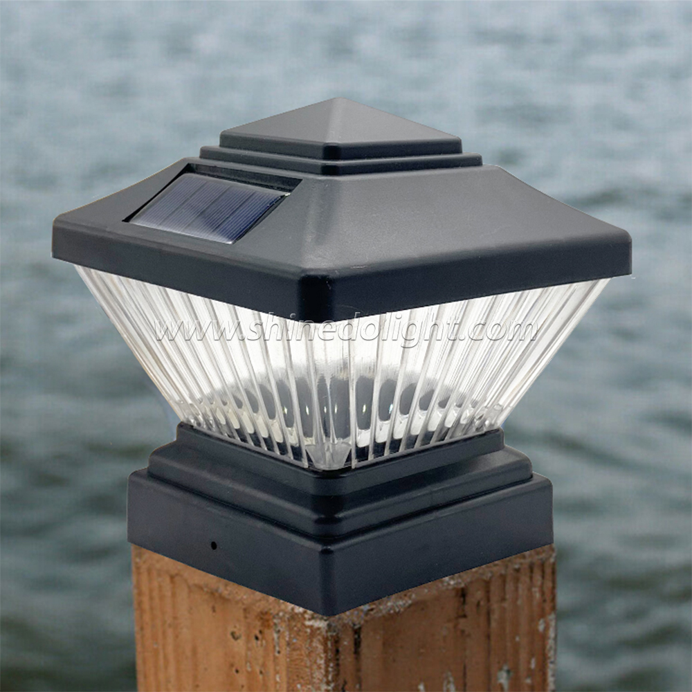 Outdoor Garden Yard LED Solar Post Light Square Fence Lamp
