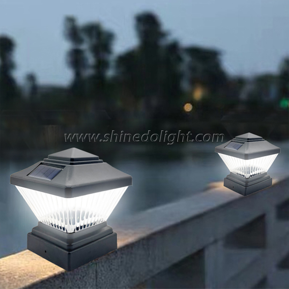 Outdoor Garden Yard LED Solar Post Light Square Fence Lamp