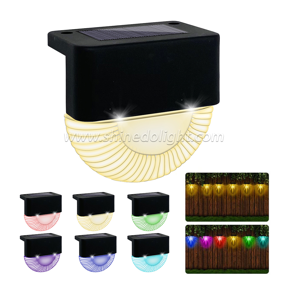 New Solar Step Stairs Deck Garden RGB Lights Waterproof Solar Fence Light