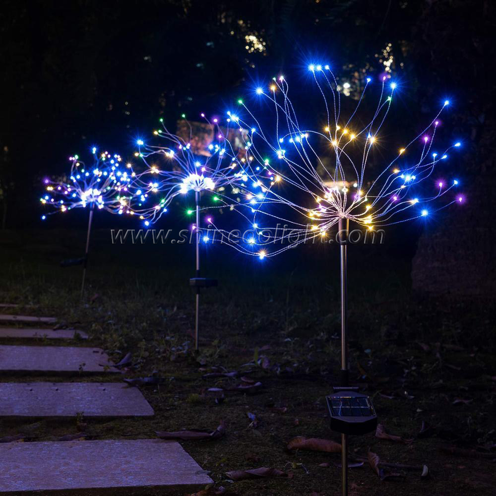 Solar Firework Light Waterproof Holiday Decorative Lights For Walkway Lawn Backyard