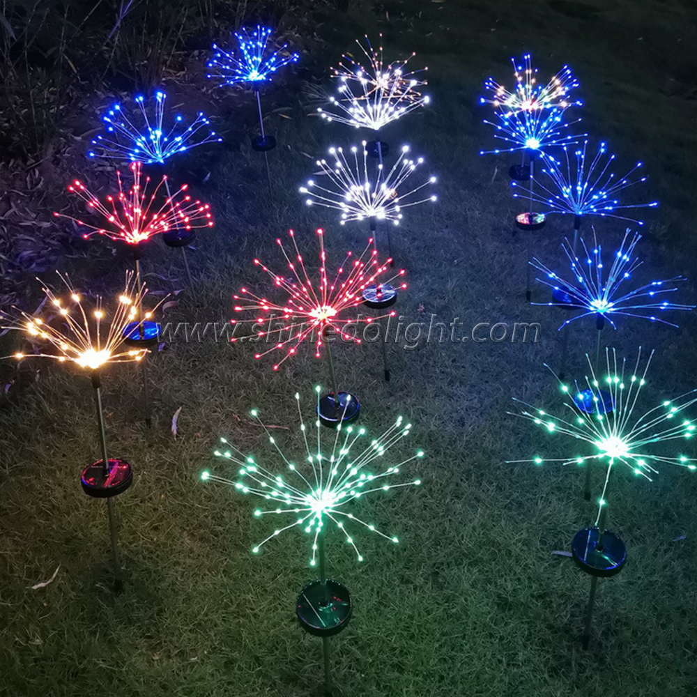 Solar Firework Light Waterproof Holiday Decorative Lights For Walkway Lawn Backyard
