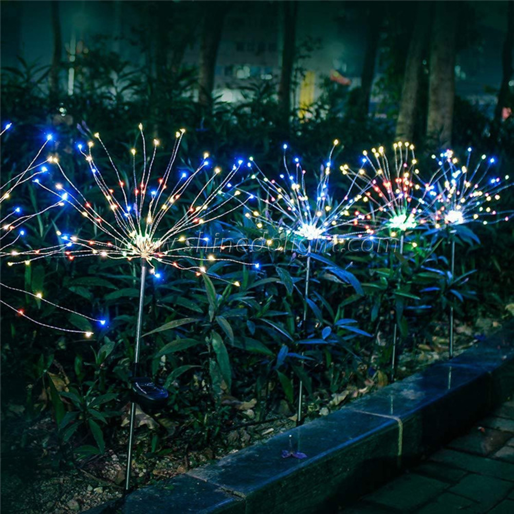 Solar Firework Light Waterproof Holiday Decorative Lights For Walkway Lawn Backyard