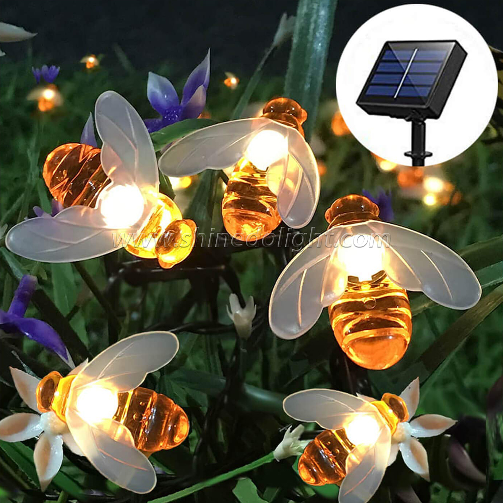 Outdoor Decorative Led Holiday Lights Solar Bee Shape String Light