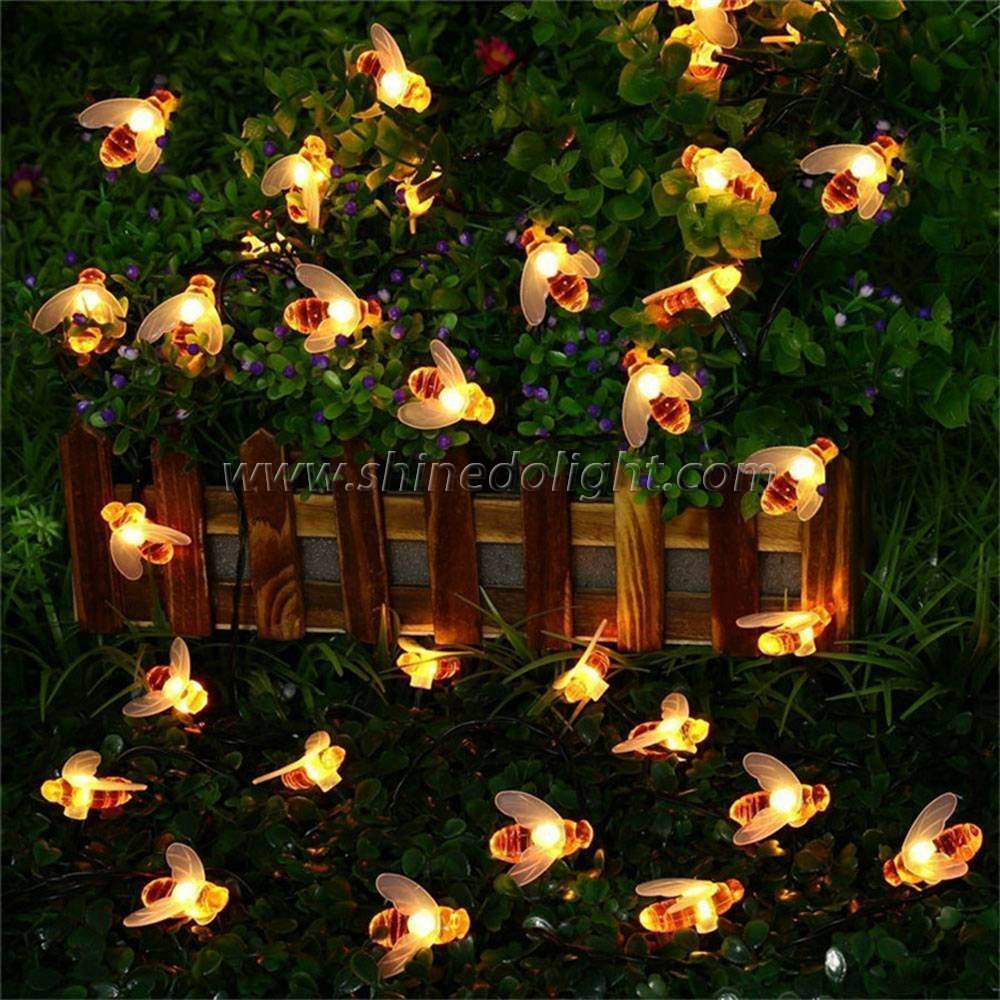 Outdoor Decorative Led Holiday Lights Solar Bee Shape String Light