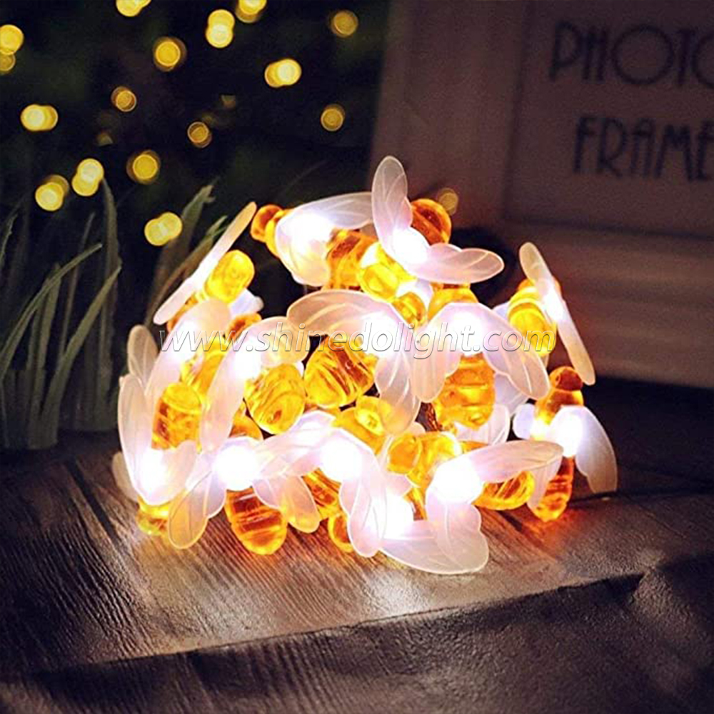 Outdoor Decorative Led Holiday Lights Solar Bee Shape String Light