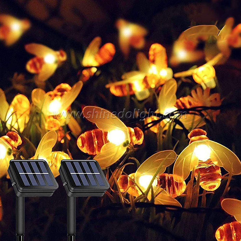 Outdoor Decorative Led Holiday Lights Solar Bee Shape String Light