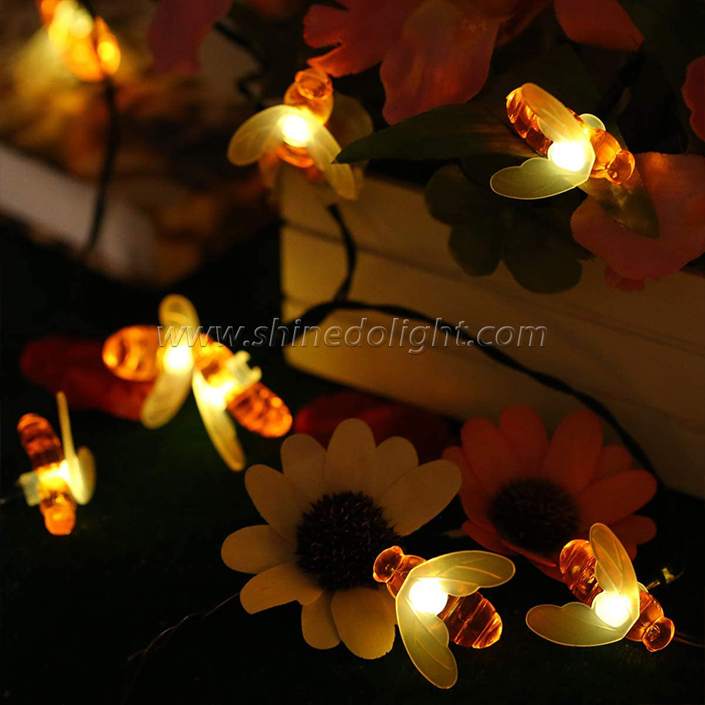 Outdoor Decorative Led Holiday Lights Solar Bee Shape String Light