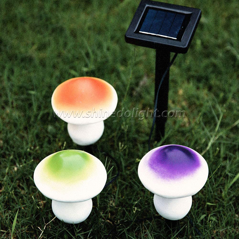 Christmas Decoration Solar Powered Three Colors Garden Mushroom String Light