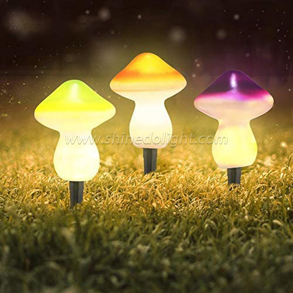 Christmas Decoration Solar Powered Three Colors Garden Mushroom String Light